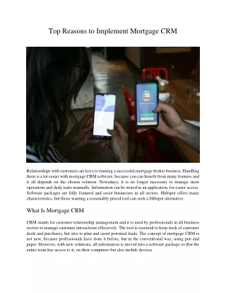 top reasons to implement mortgage crm