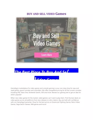 Buy And Sell Video Games