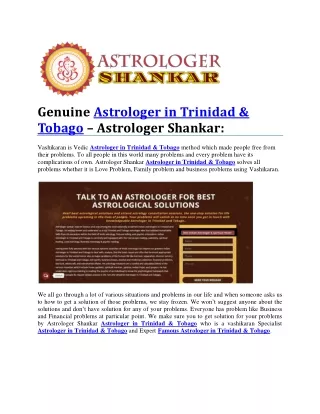 Genuine Astrologer in Trinidad & Tobago – Astrologer Shankar: