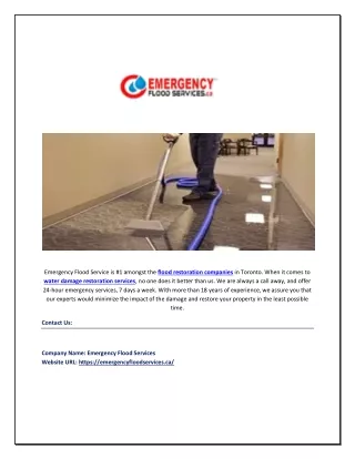 Flood Restoration Companies | emergencyfloodservices.ca