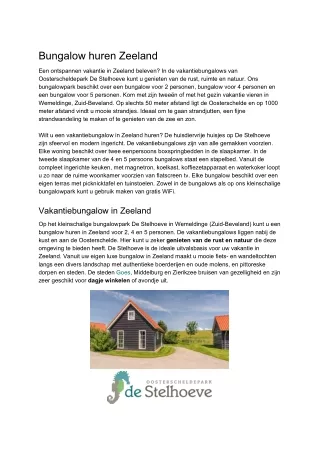 bungalow huren zeeland