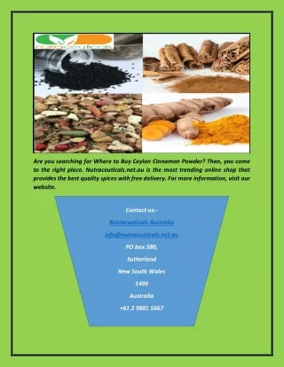 Where To Buy Ceylon Cinnamon | Nutraceuticals