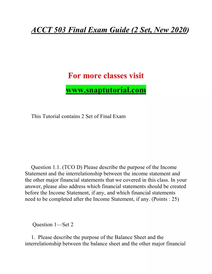 acct 503 final exam guide 2 set new 2020