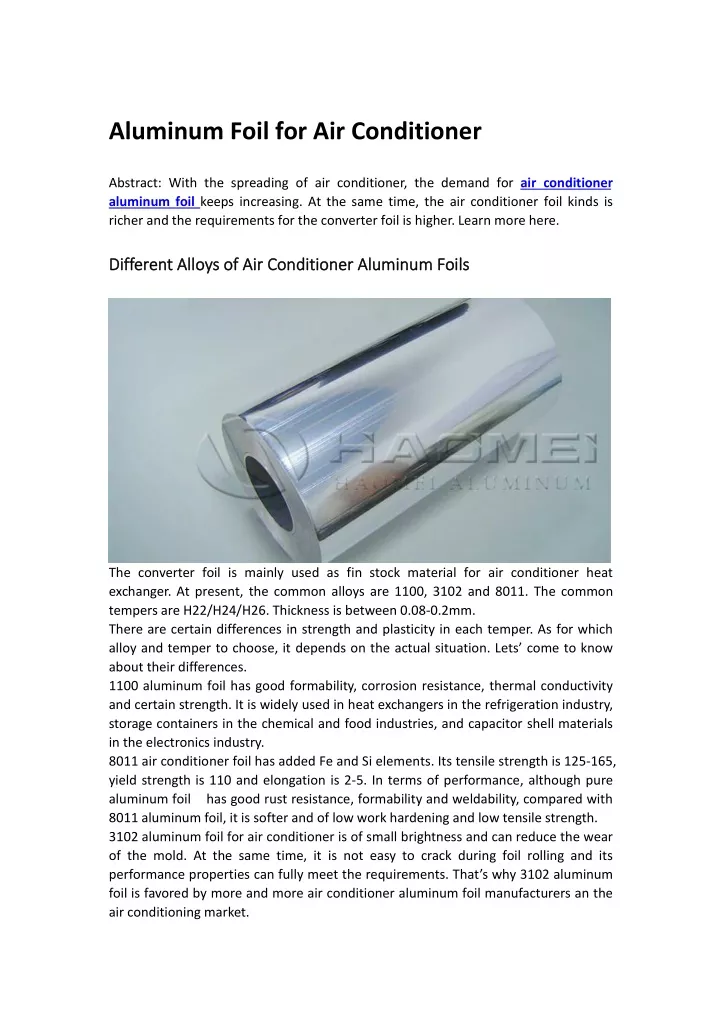 aluminum foil for air conditioner