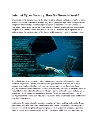 Internet Cyber Security_ How Do Firewalls Work