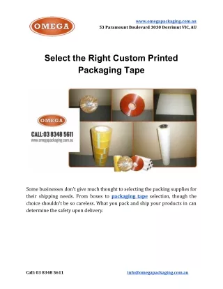 Select the Right Custom Printed Packaging Tape