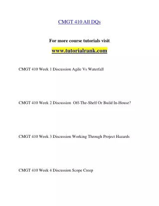 CMGT 410(NEW)  Teaching Effectively--tutorialrank.com