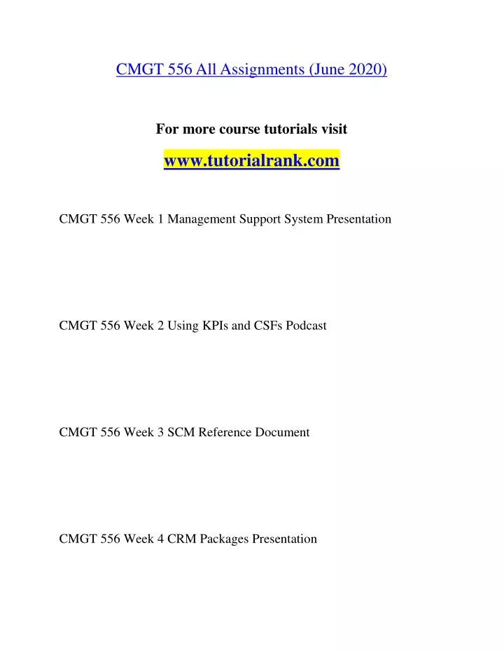 cmgt 556 all assignments june 2020