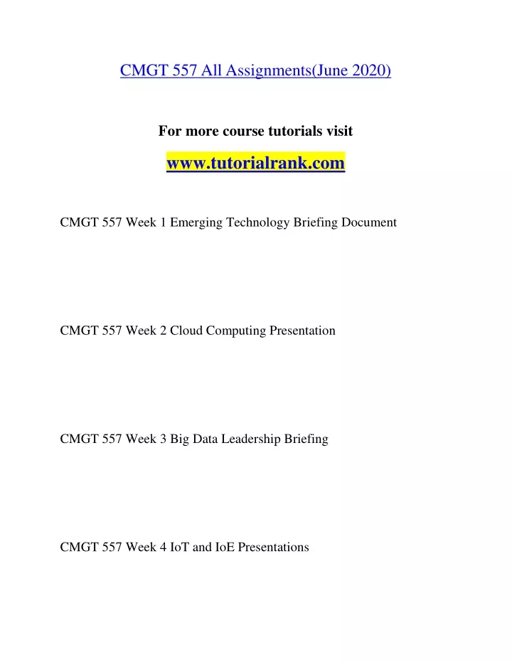 cmgt 557 all assignments june 2020