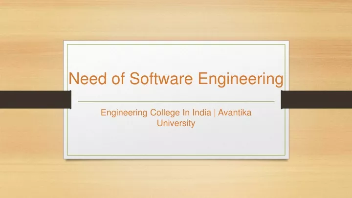 need of software engineering