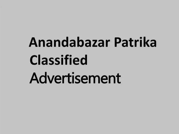 anandabazar patrika classified advertisement