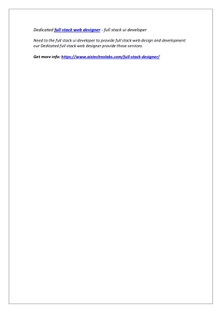 dedicated full stack web designer full stack