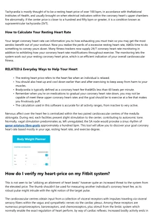 Resting Heart Rate and Fitness