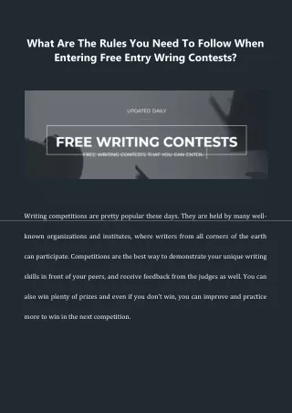 What Are The Rules You Need To Follow When Entering Free Entry Wring Contests?