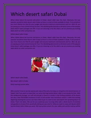 Which desert safari Dubai