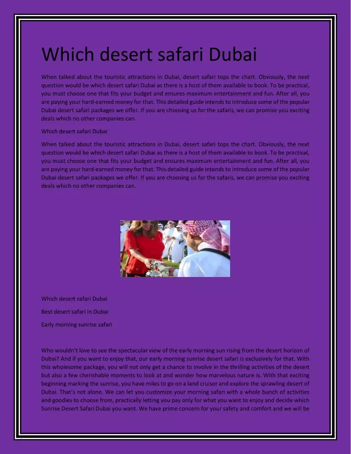 which desert safari dubai