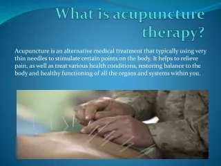 What is acupuncture therapy?
