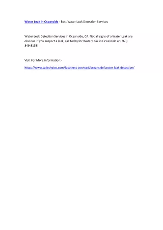 water leak in oceanside best water leak detection