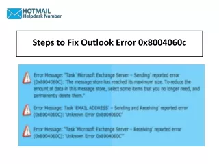 steps to fix outlook error 0x8004060c