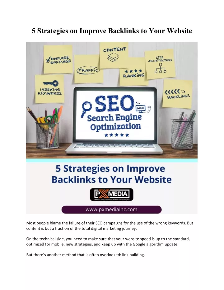 5 strategies on improve backlinks to your website