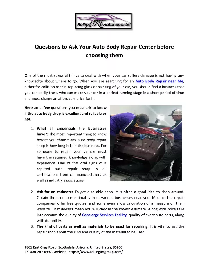 questions to ask your auto body repair center