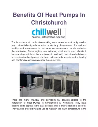 Benefits Of Heat Pumps In Christchurch
