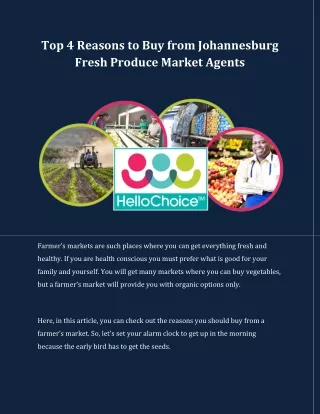 Top 4 Reasons to Buy from Johannesburg Fresh Produce Market Agents
