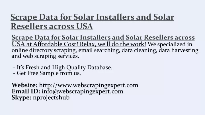 scrape data for solar installers and solar