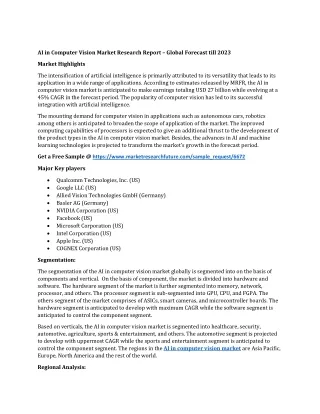ai in computer vision market research report