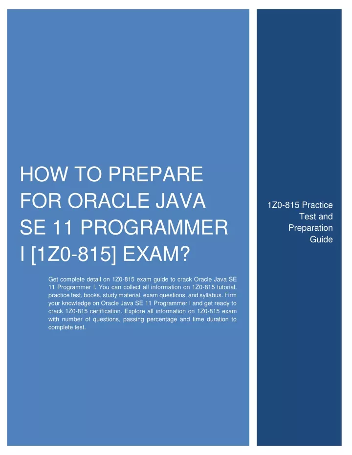how to prepare for oracle java se 11 programmer