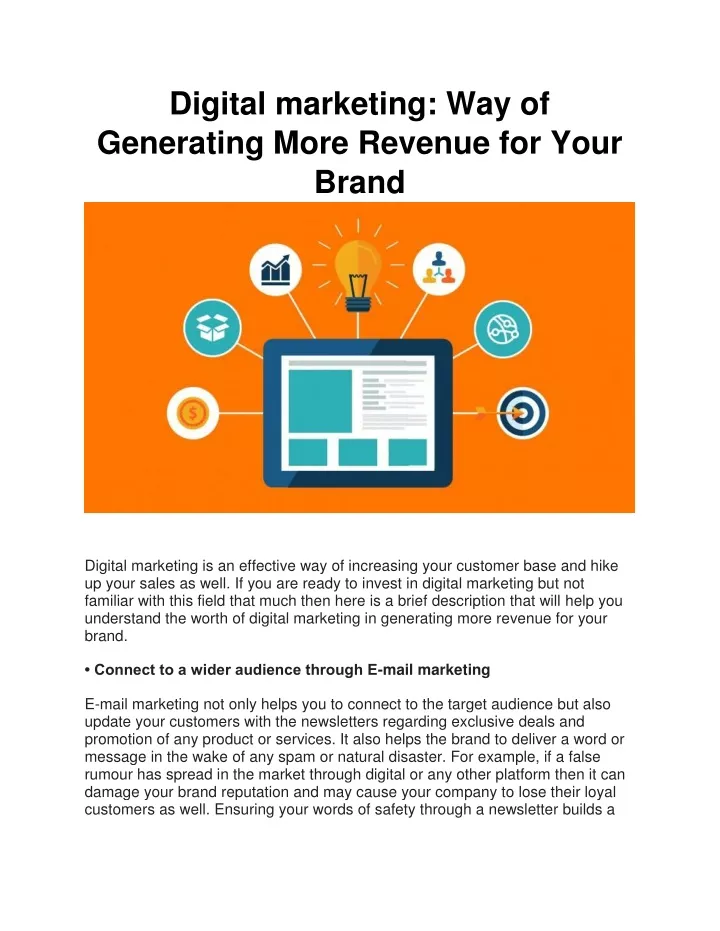 digital marketing way of generating more revenue