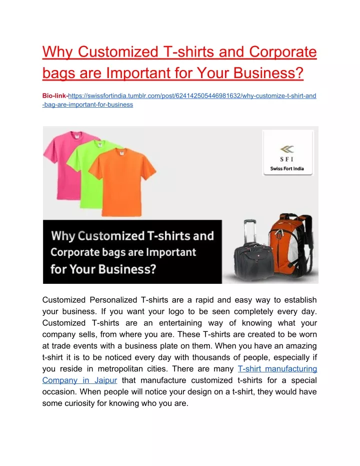 why customized t shirts and corporate bags