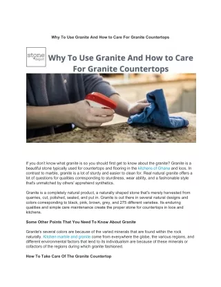 why to use granite and how to care for granite