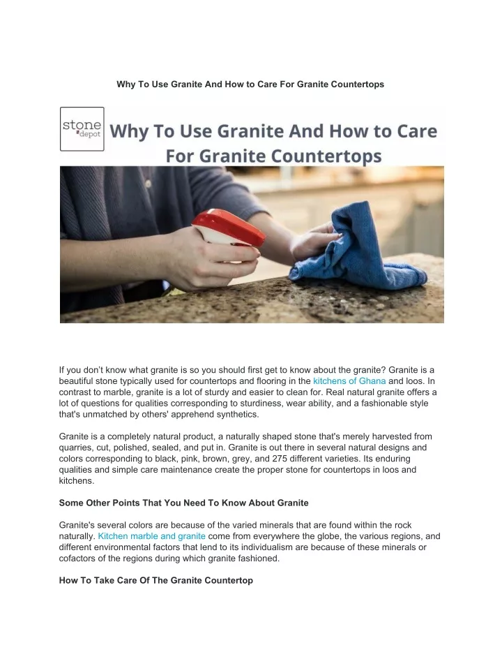 why to use granite and how to care for granite