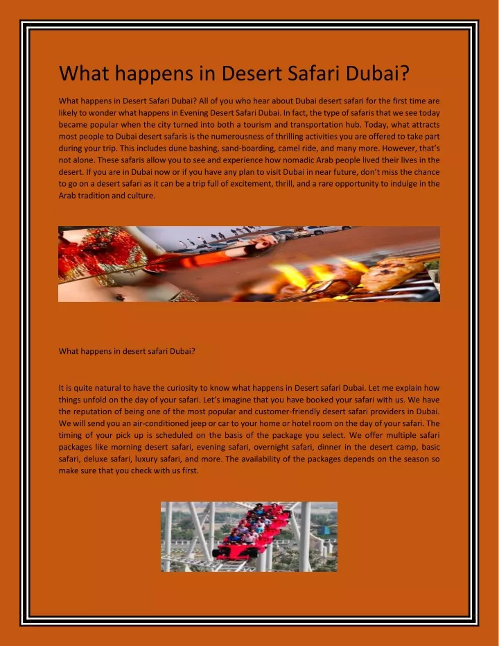 what happens in desert safari dubai