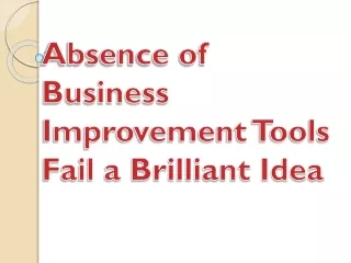 absence of business improvement tools fail a brilliant idea