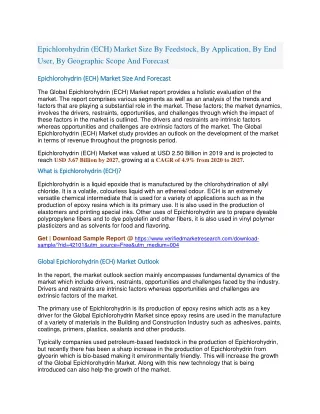 epichlorohydrin ech market size by feedstock