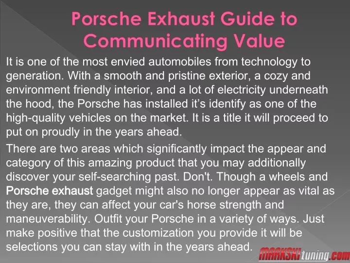 porsche exhaust guide to communicating value