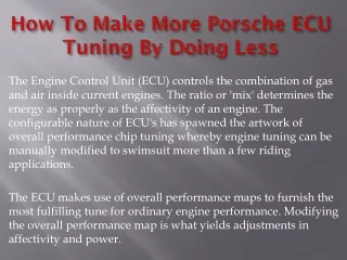 how to make more porsche ecu tuning by doing less
