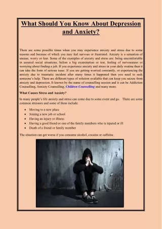 what should you know about depression and anxiety
