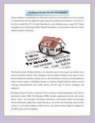 cell phone forensic services investigation