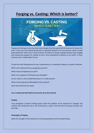 Forging vs. Casting: Which is better?