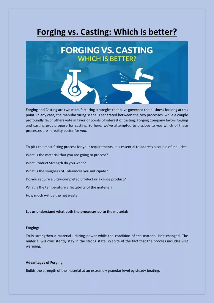 forging vs casting which is better
