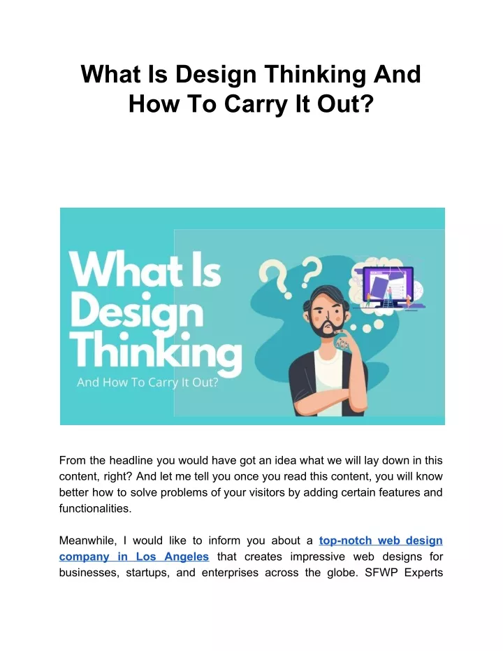 what is design thinking and how to carry it out