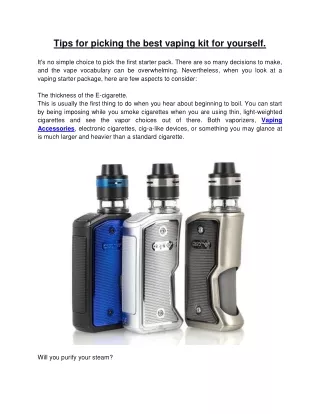 tips for picking the best vaping kit for yourself