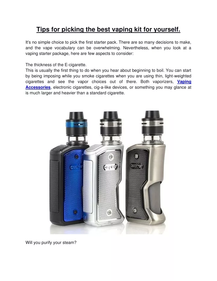 tips for picking the best vaping kit for yourself