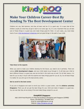 Make Your Children Career-Best By Sending To The Best Development Center