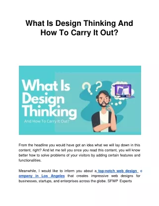 what is design thinking and how to carry it out