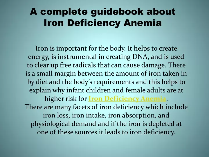 a complete guidebook about iron deficiency anemia
