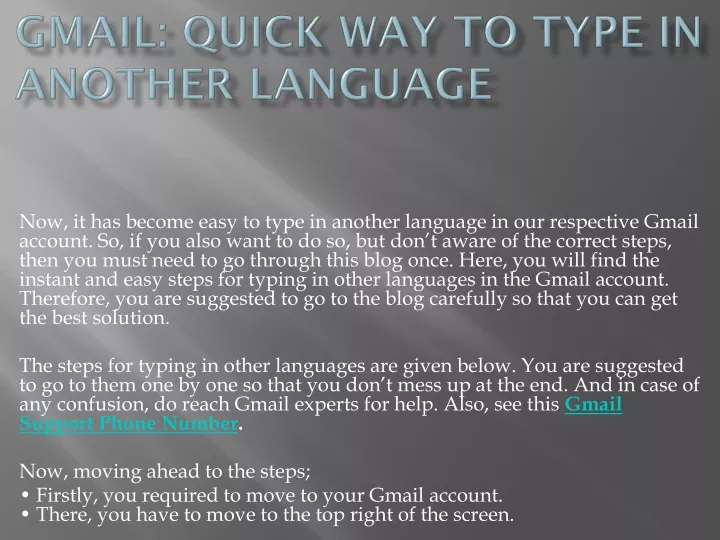 gmail quick way to type in another language